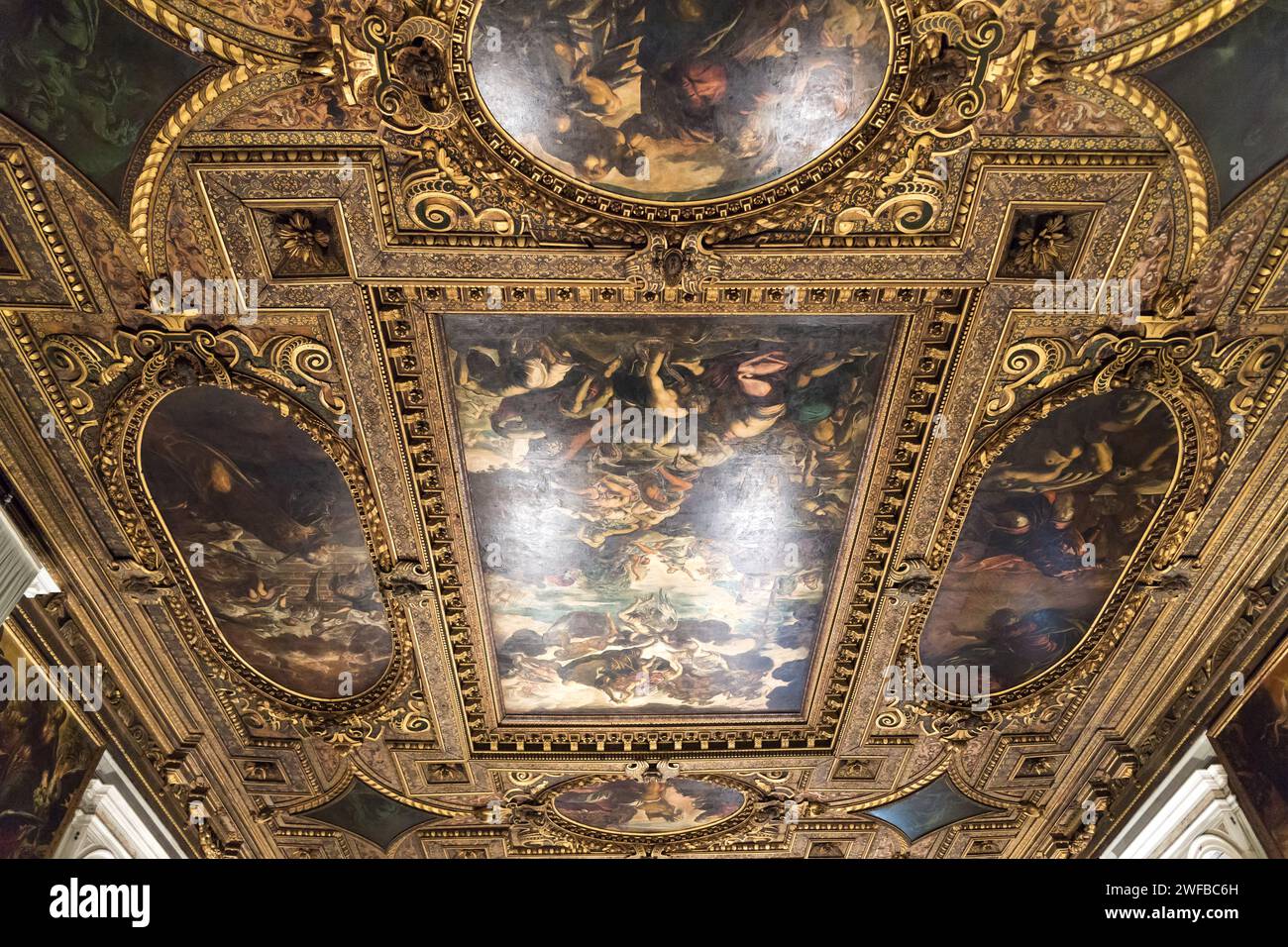 Ceiling Old Testament paintings by Tintoretto in La Sala Superiore in ...