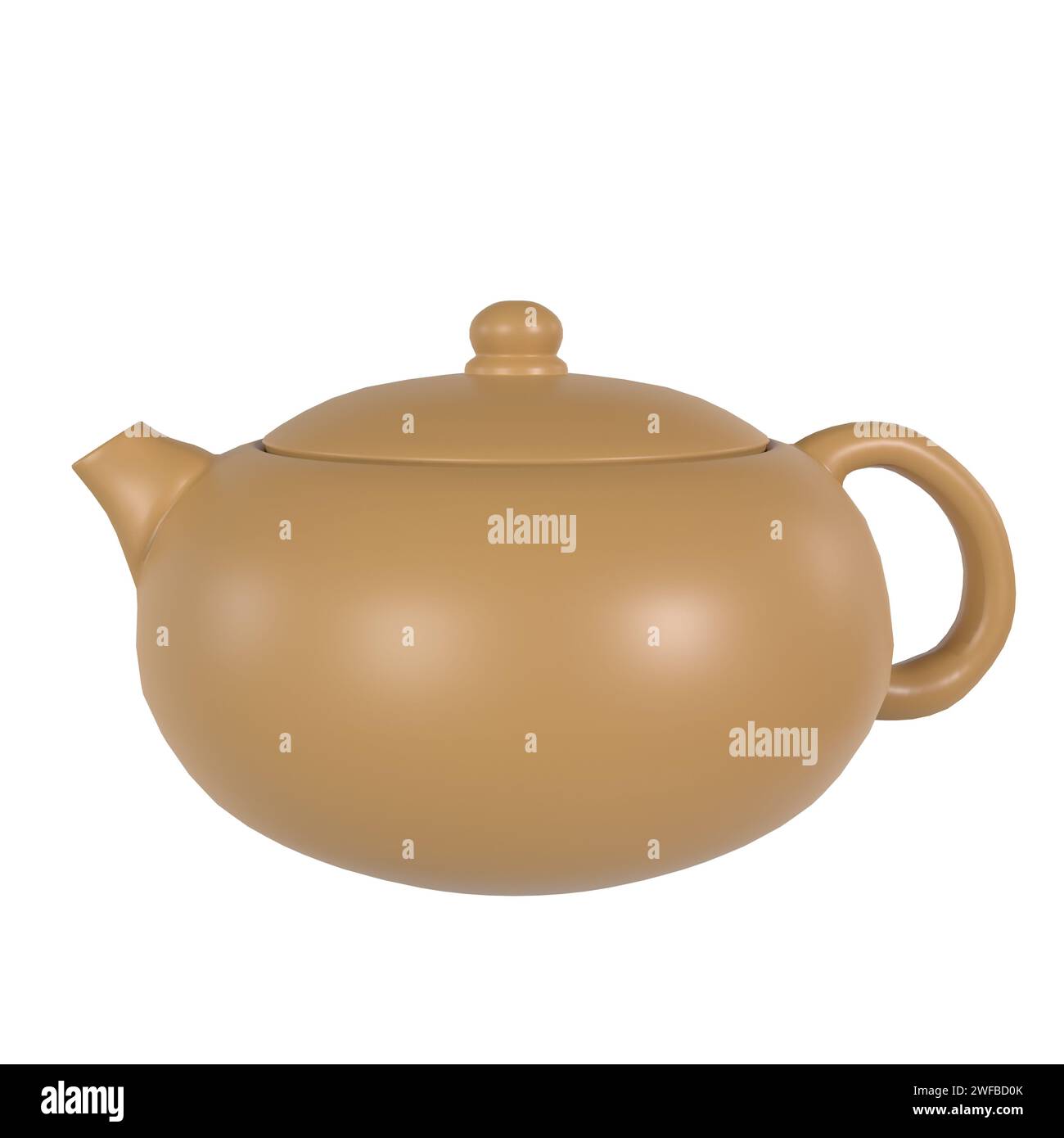 Clay Teapot isolated on white background. High quality 3d illustration