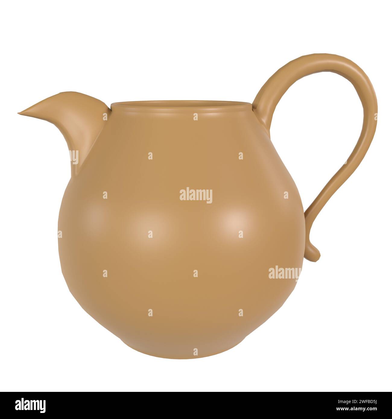 Clay Teapot isolated on white background. High quality 3d illustration