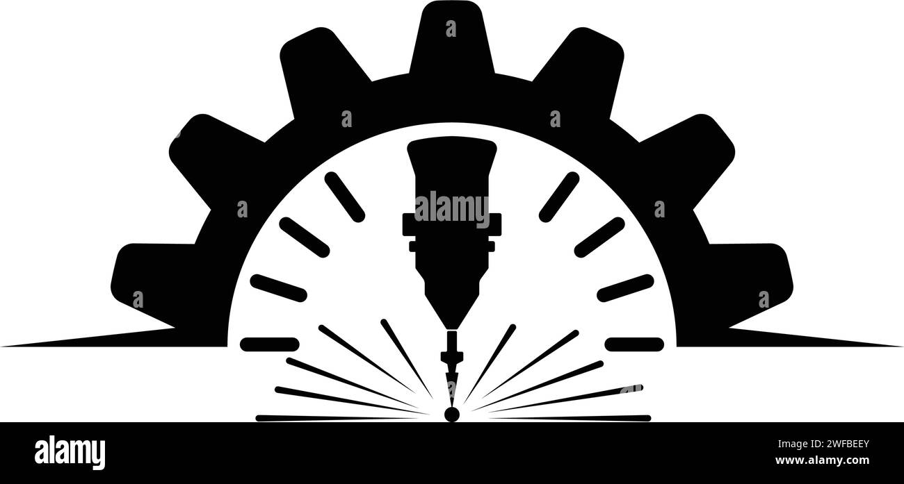 The illustration consists of a laser cutting nozzle Stock Vector