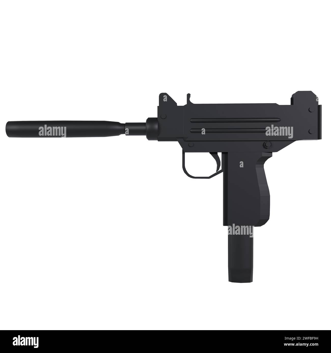 Uzi Weapon isolated on white background. High quality 3d illustration Stock Photo