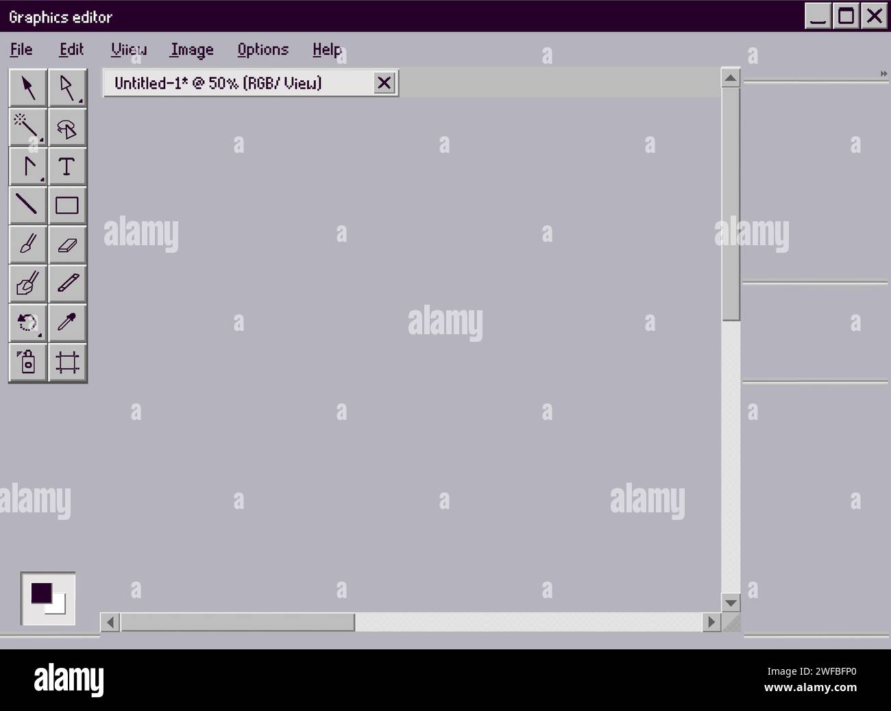 Old design editor interface. Graphic old drawing and web art program ...