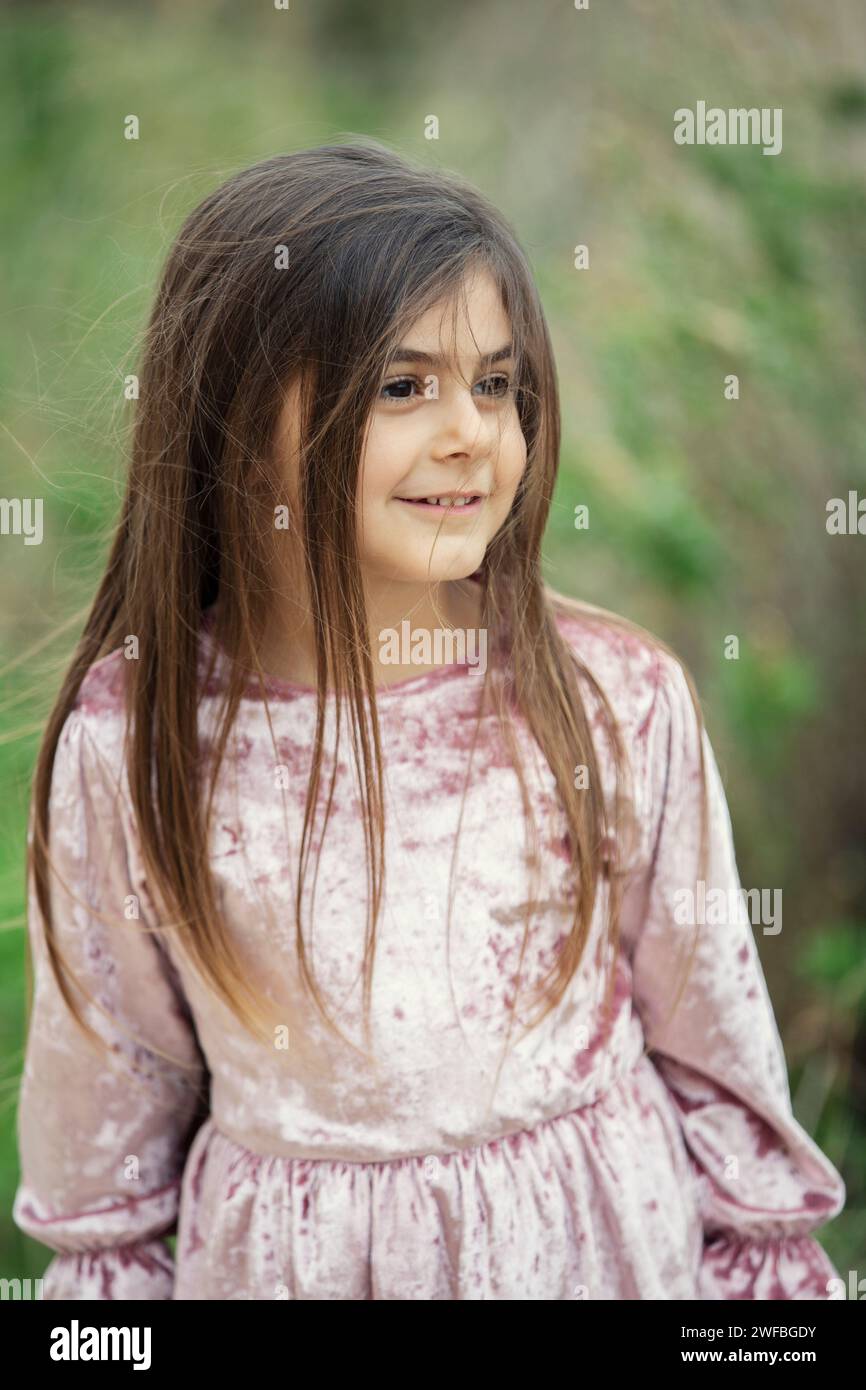 5 years old girl outdoors Stock Photo