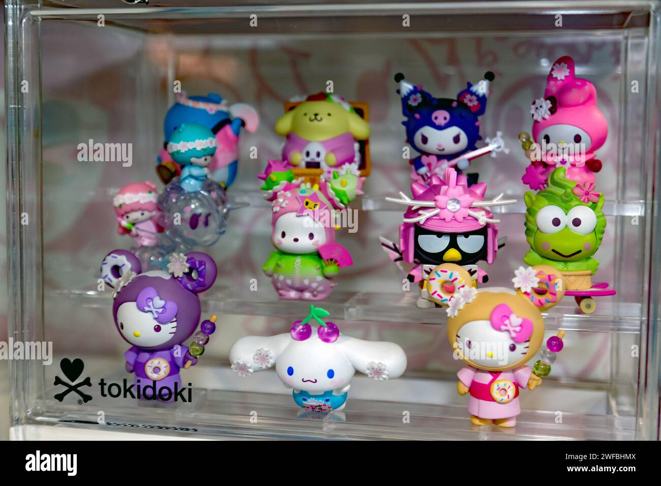 Tokidoki mini figures, on display at the 2024 Toy Fair, Olympia, London Stock Photo