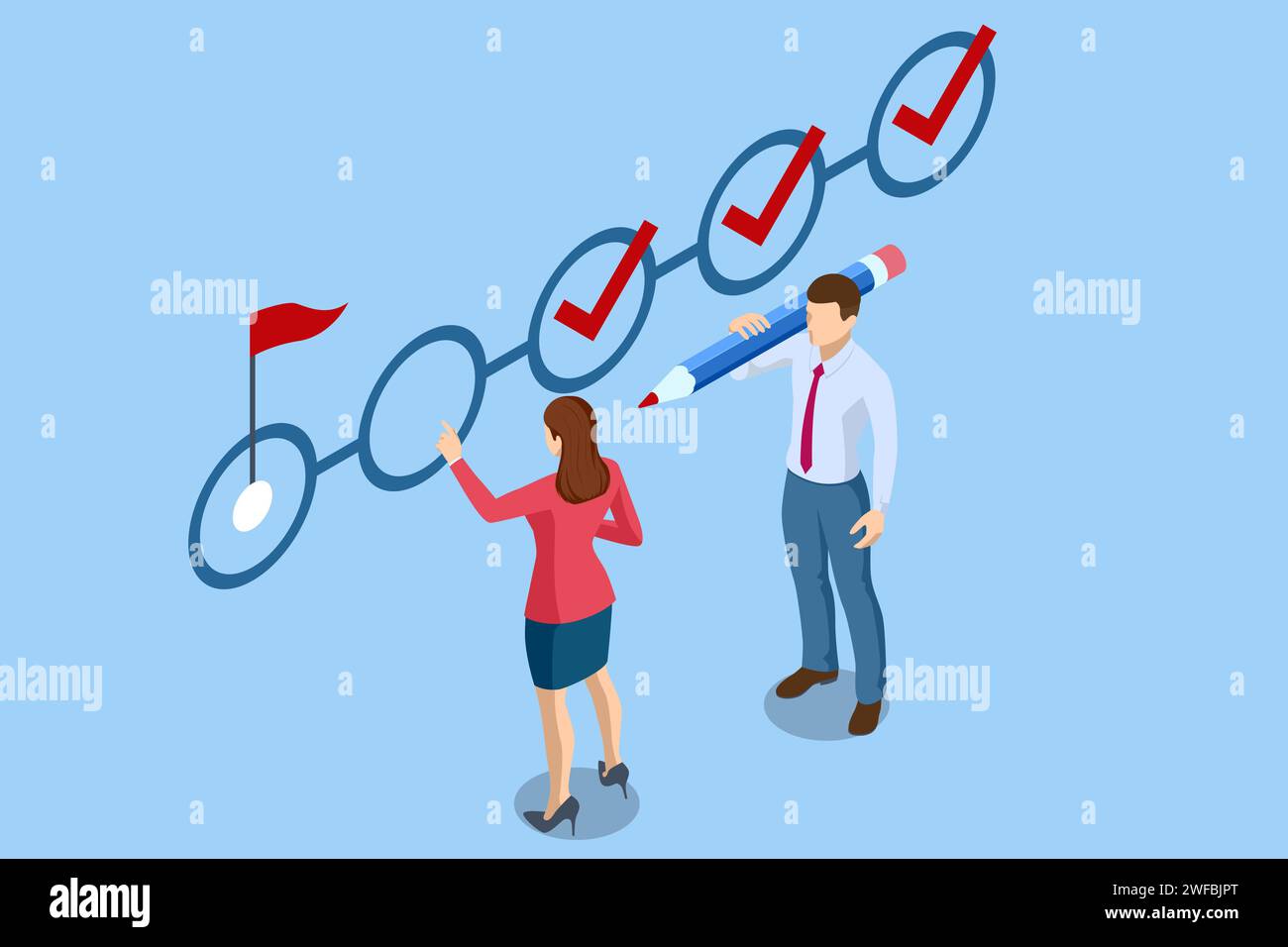 Isometric Business Project Management System. Successful business plan ...