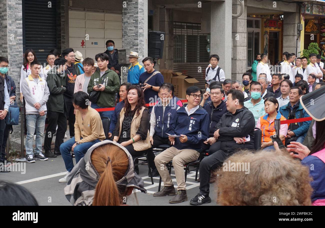 Kaohsiung, Taiwan January 21 2024:  Chen Chi-mai (R2, sitting one), a Taiwanese politician and the current Mayor of Kaoshiung Stock Photo