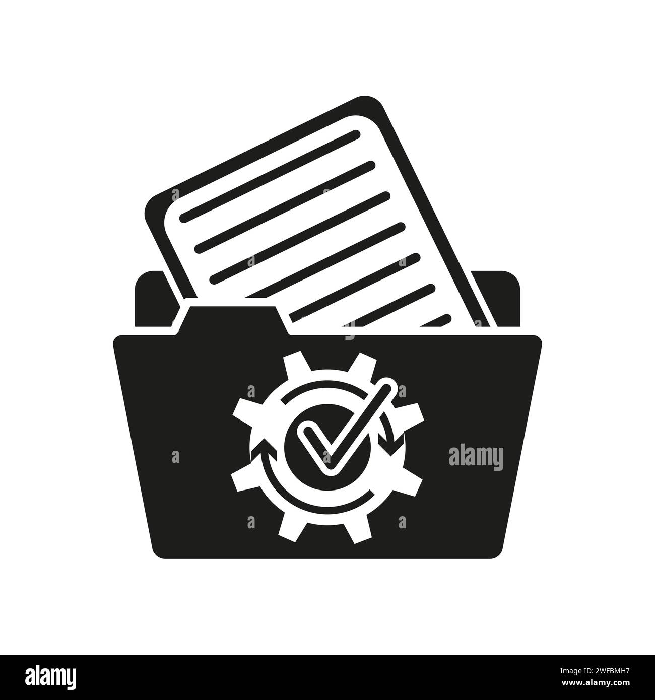 Folder and settings icon. Configuration symbol. Vector illustration. EPS 10. Stock image. Stock Vector