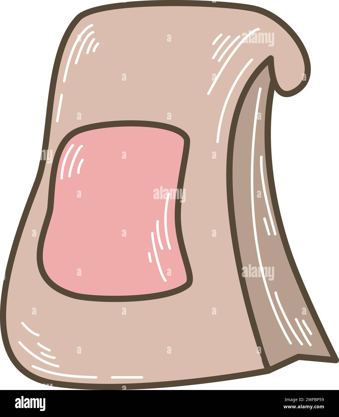 Craft paper bag doodle sketch style illustration. Paper eco product