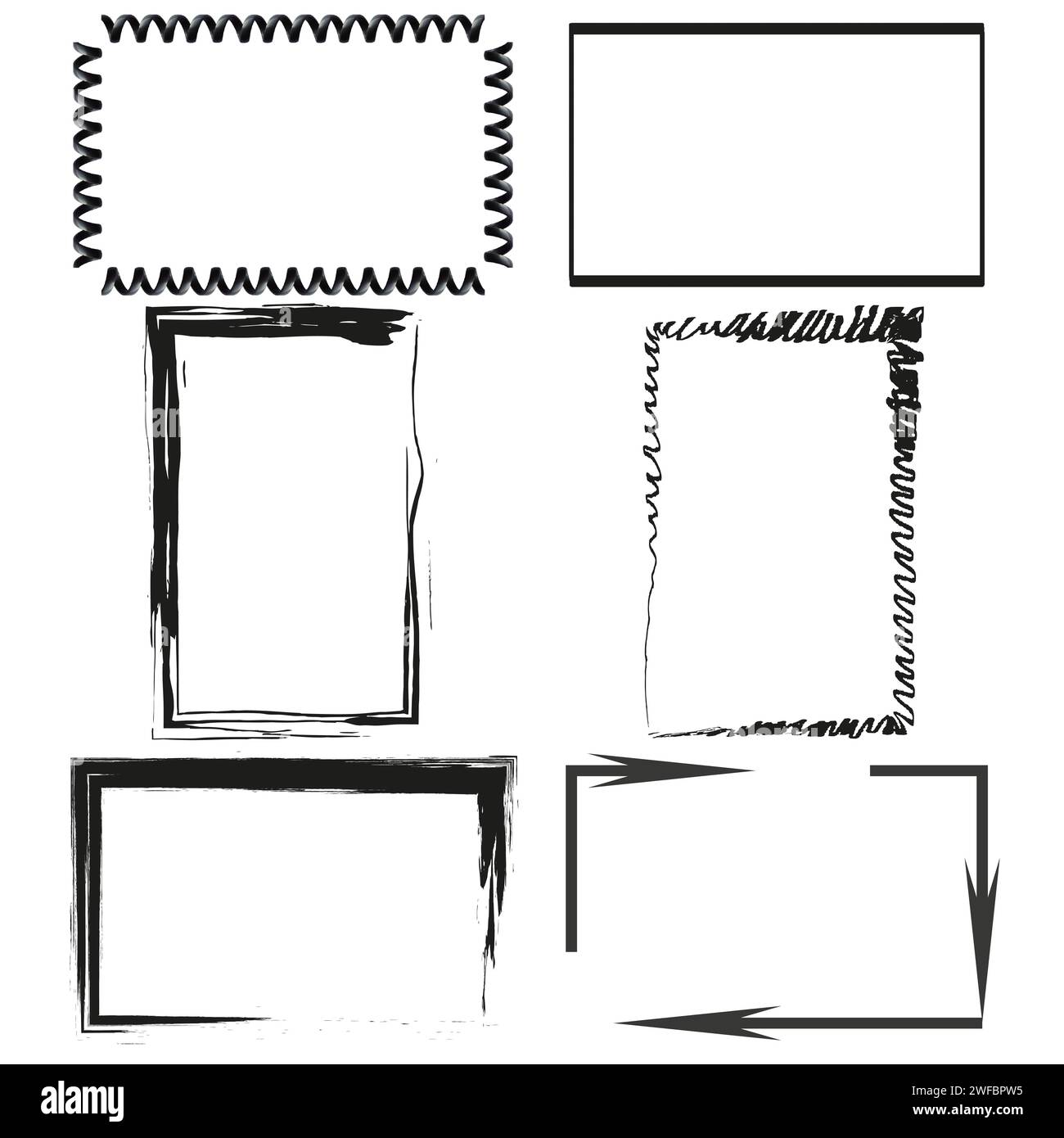 Brush rectangles frames. Brush texture. Vector illustration. EPS 10. Stock Vector