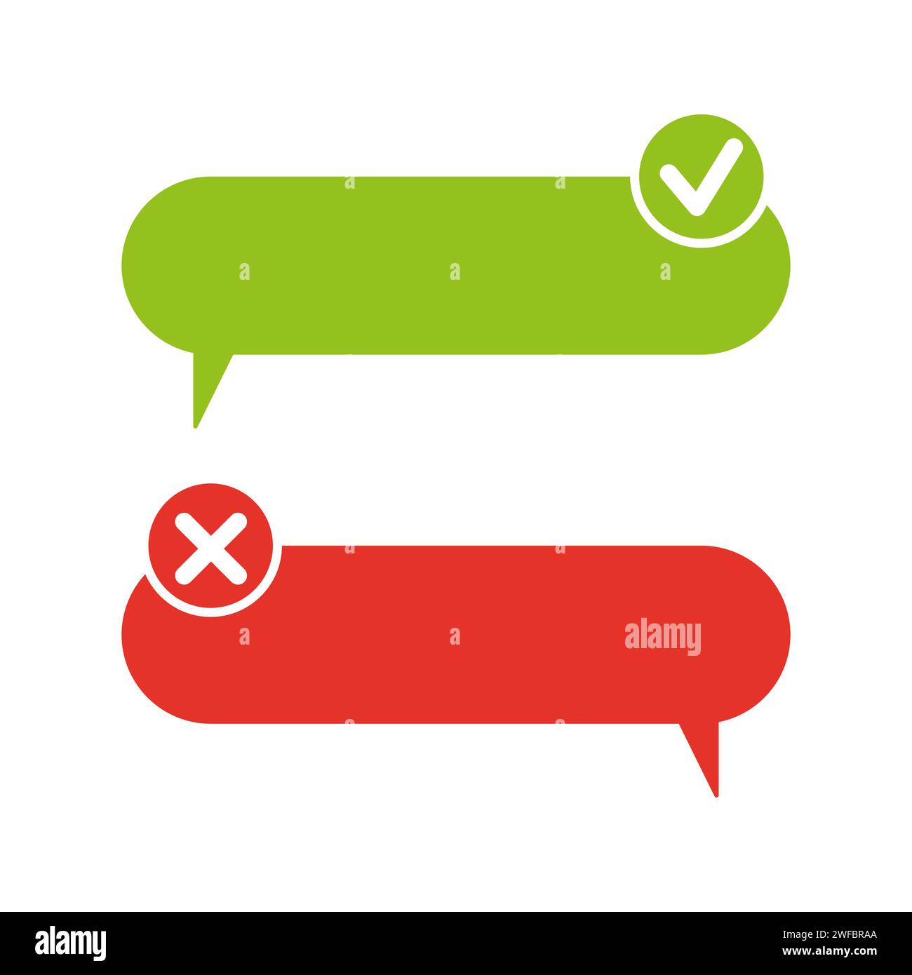 Green red messages cross tick. Vector illustration. EPS 10. Stock Vector