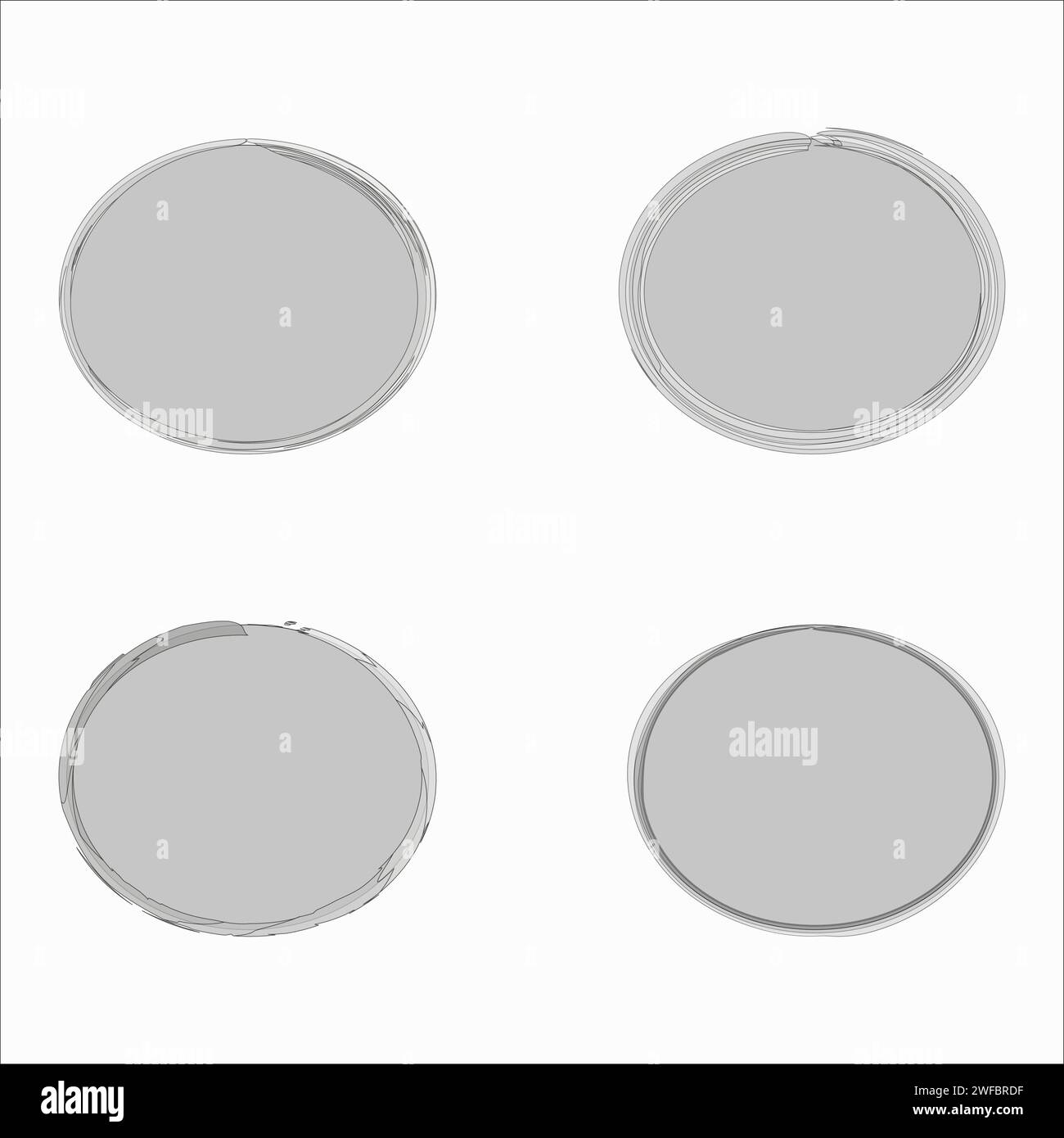 Gray oval icon set. Frame from dark spots. Realistic freehand art ...