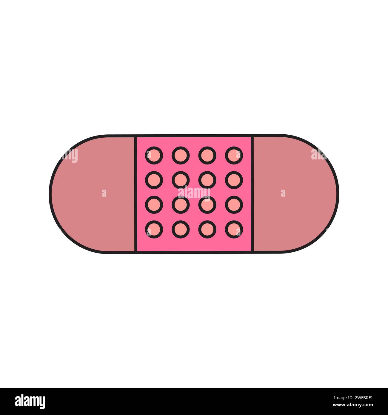Adhesive plaster icon. Pink sign. Medicine element. Simple flat art. Cartoon art. Vector illustration. Stock image. EPS 10. Stock Vector