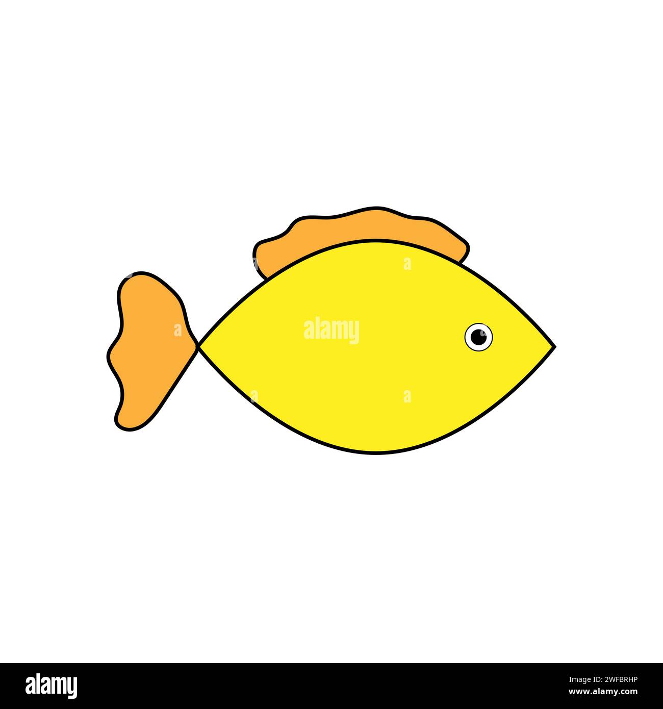 Yellow fish icon. Sea animal. Creative logo design. Nature background