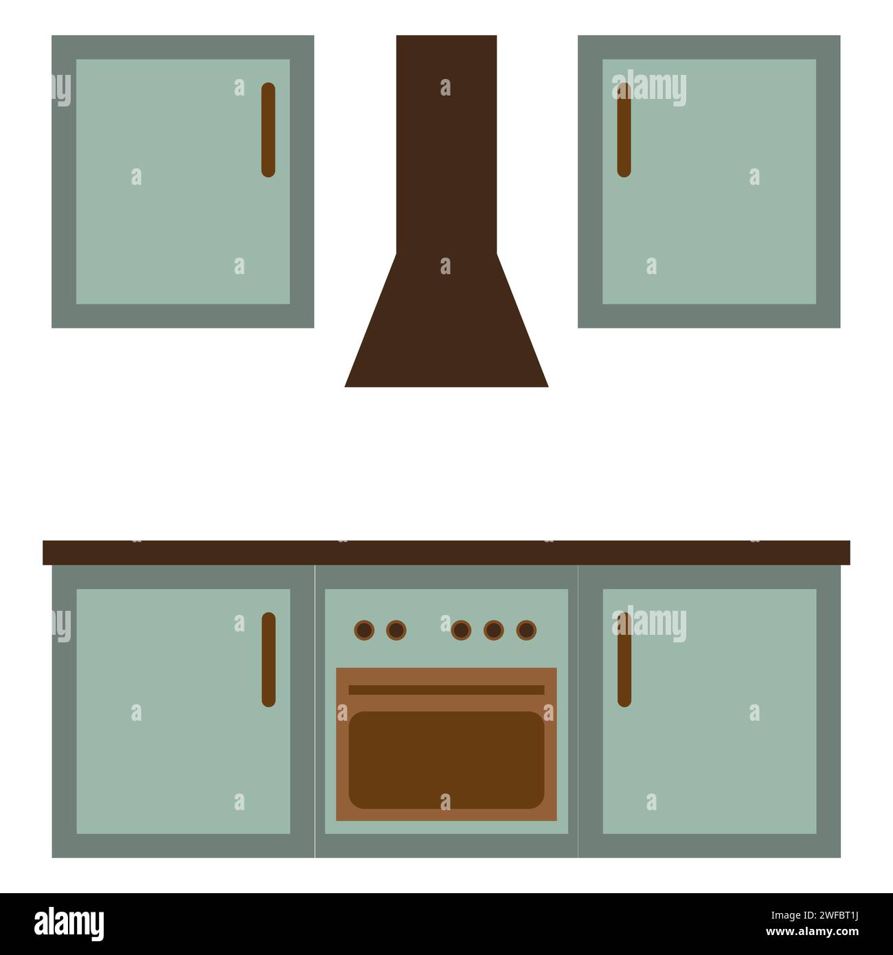 Cartoon kitchen. Apartment interior. Cooking background. Kitchenware ...