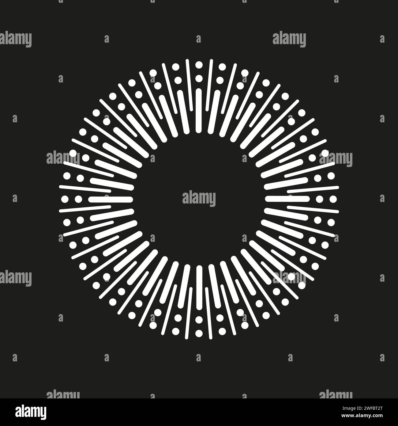 White circle rays black background. Magic circle. Vector illustration. EPS 10. Stock Vector