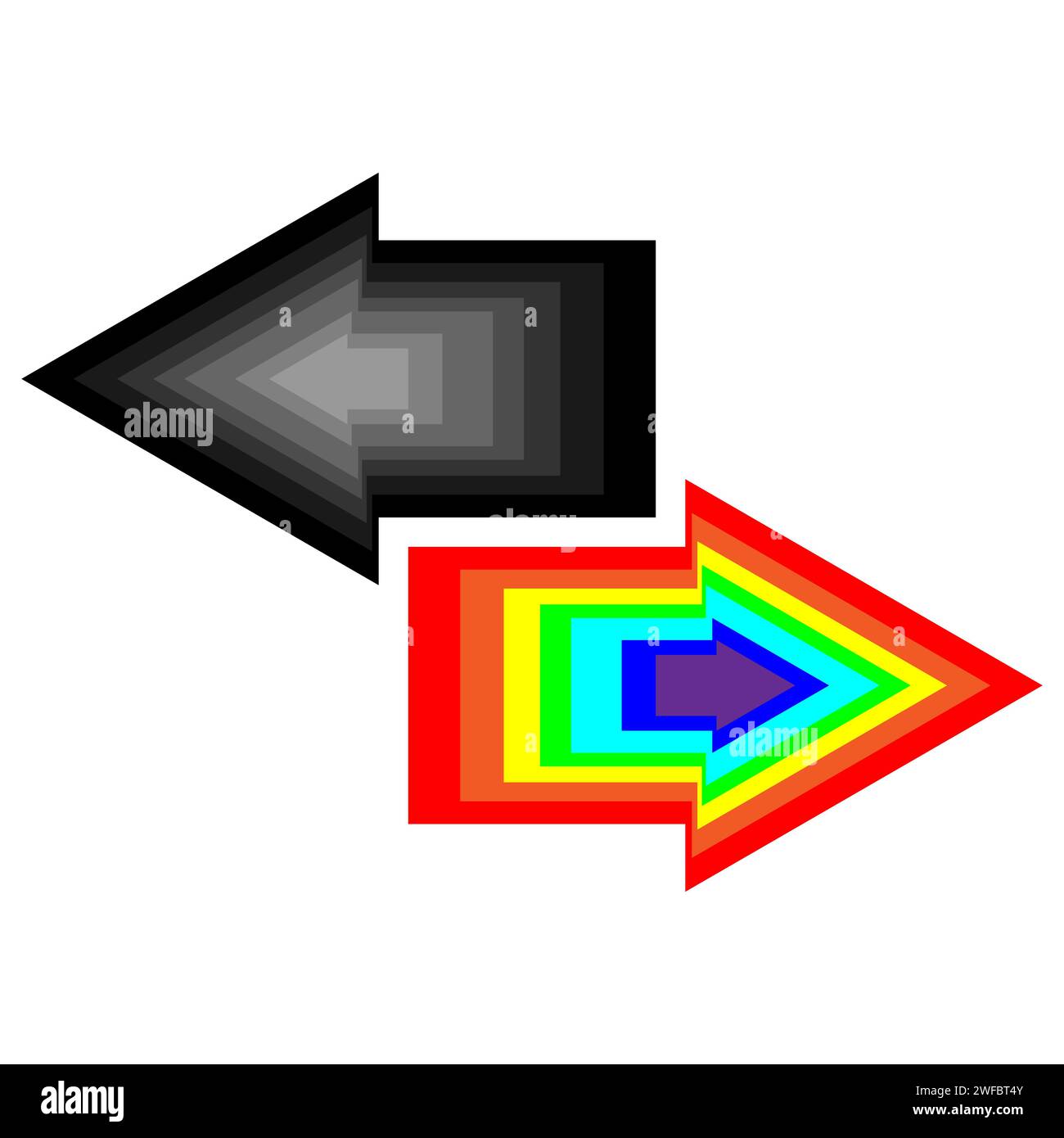 Colored dual arrow icon. Modern abstract art. Synchronize process ...