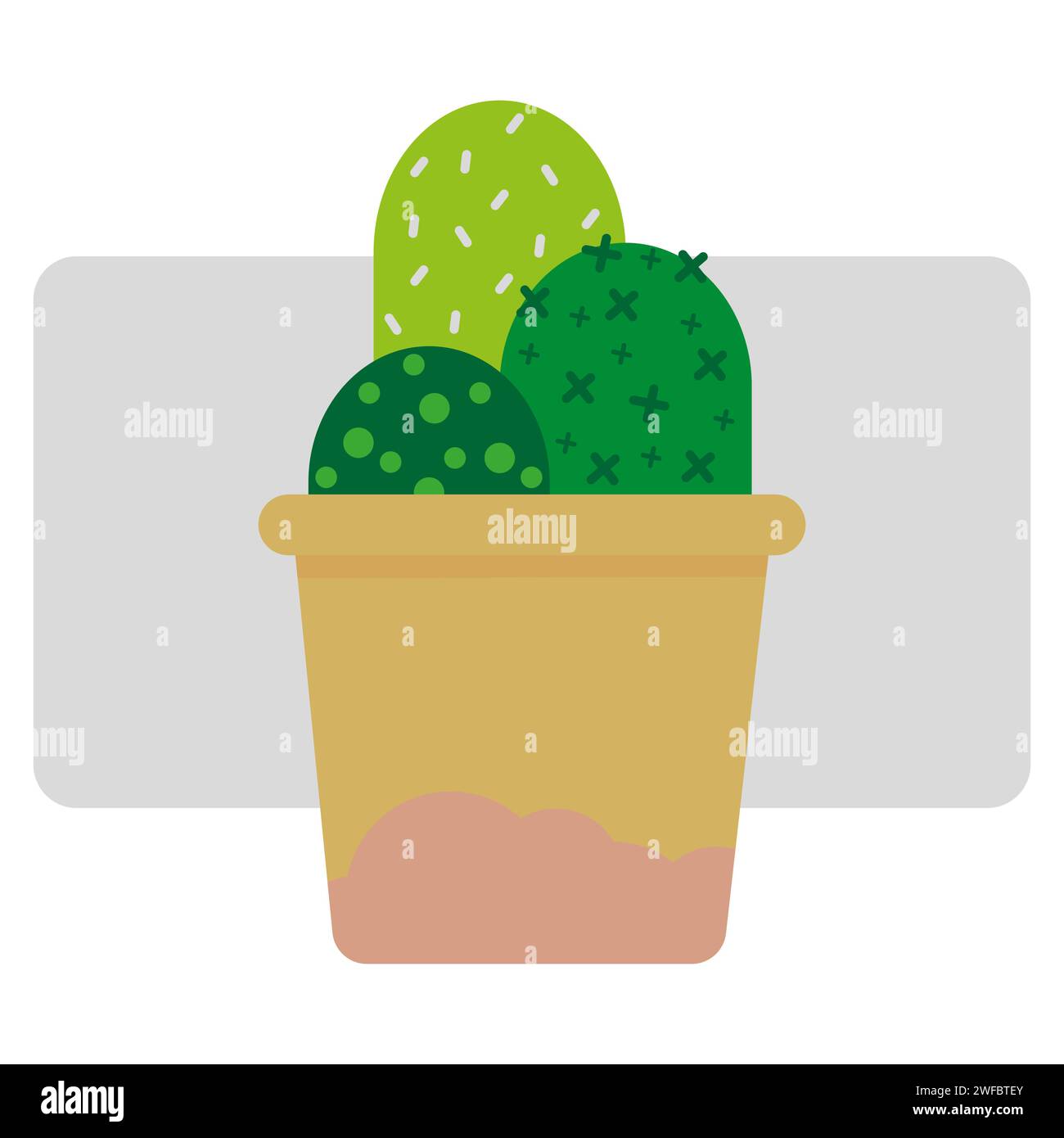 icon with green cactus. Natural background. Outdoor western. Cartoon style. Vector illustration. stock image. EPS 10. Stock Vector