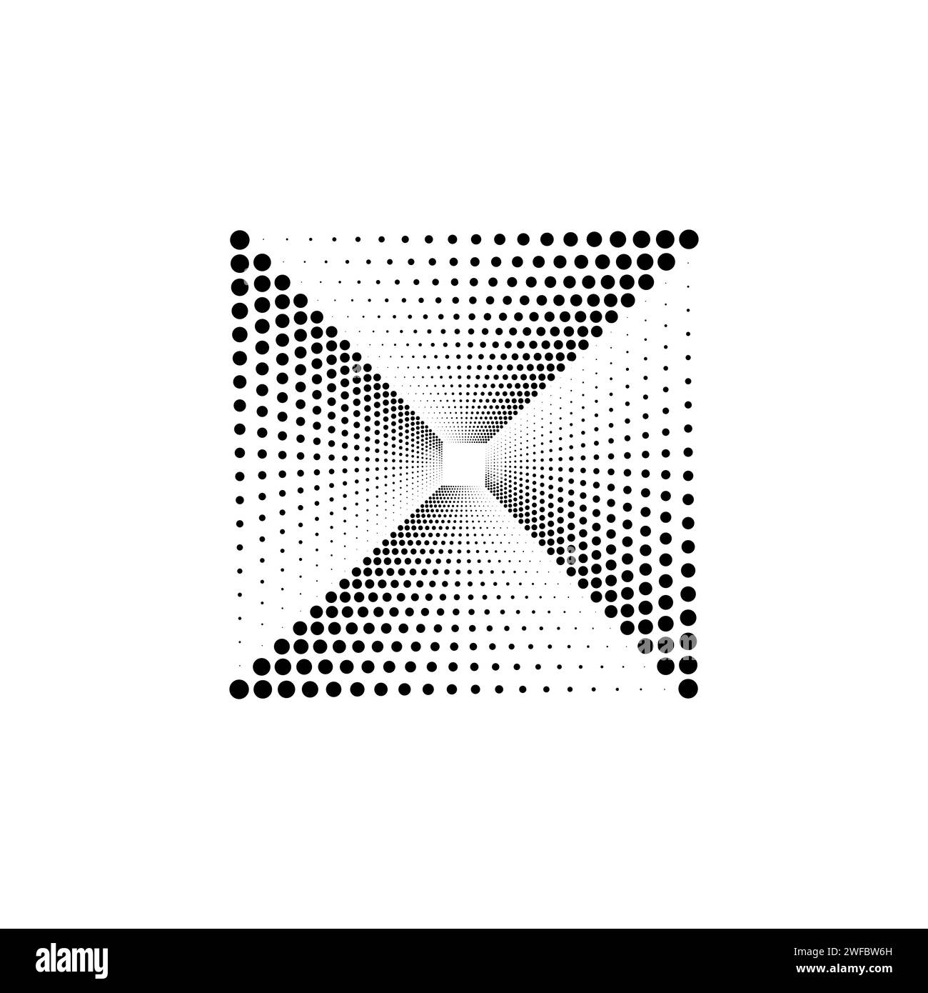 Modern square spiral. Optical pattern. Halftone art. Vector