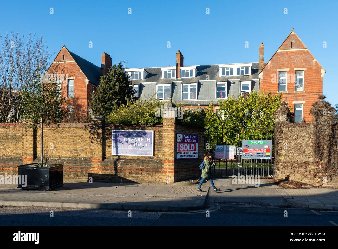 Demolition of Nazareth House in Southend, Essex, former convent nursing & residential home operated by the Sisters of Nazareth. Property development Stock Photo