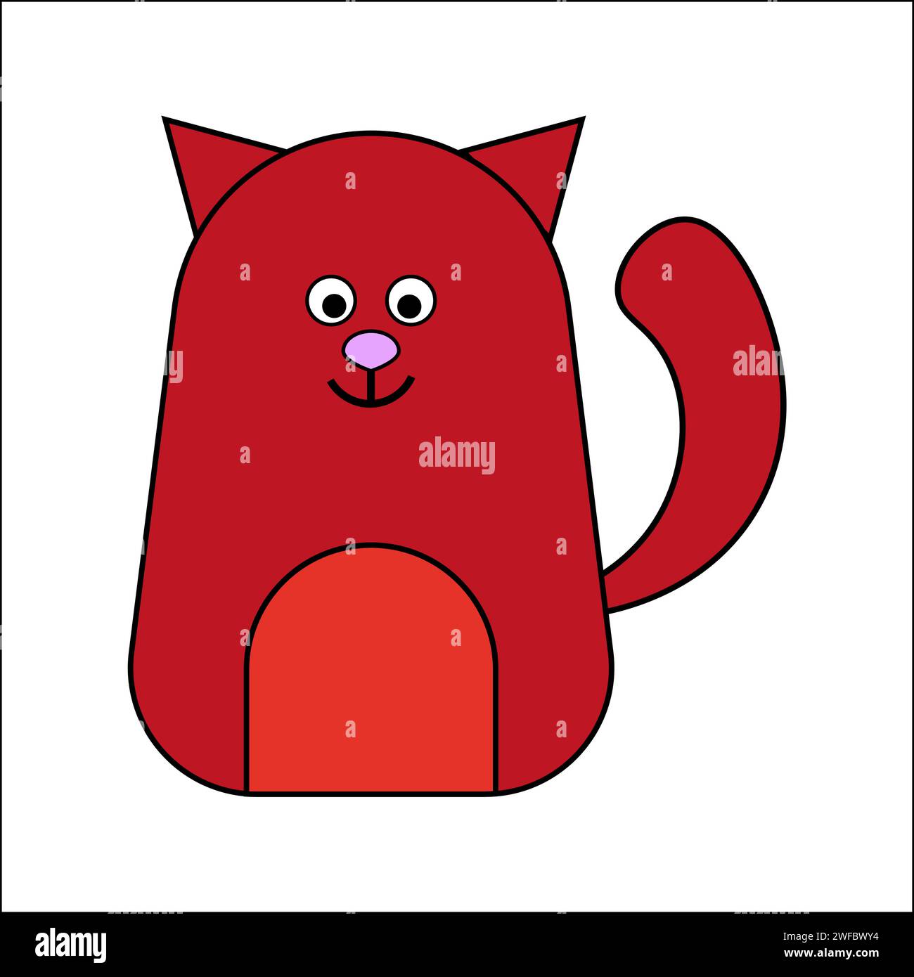 Happy red cute cat. Creative funny art. Cartoon style. Animal icon ...