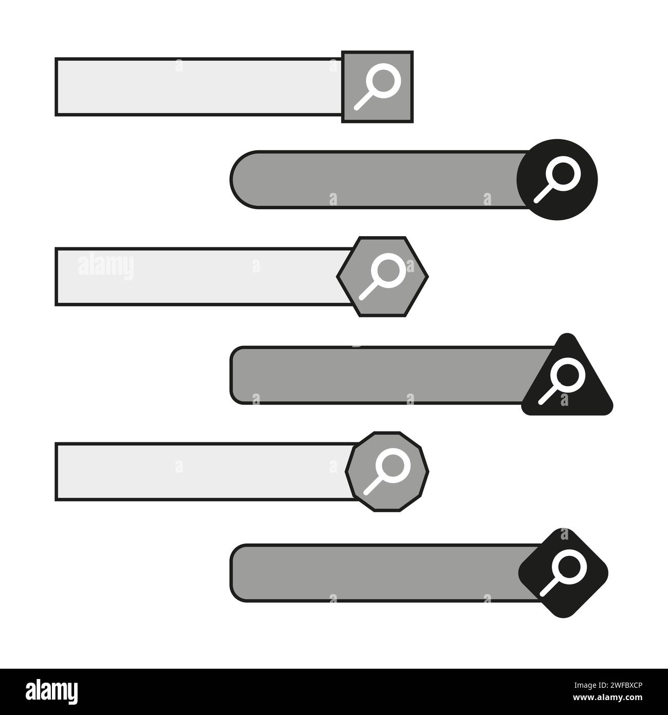 Search bar icons set. Computer interface. Infographic element. Vector ...
