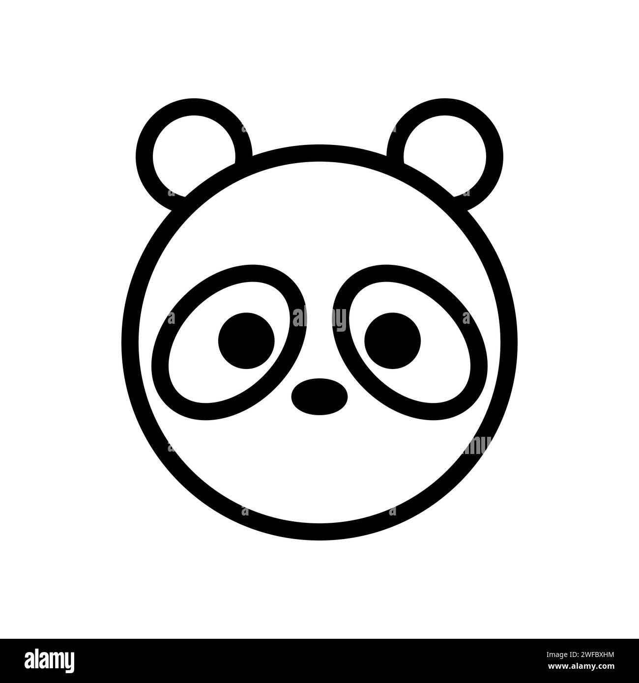 Panda face outline icon. Animal sign. Black shape. Zoo logo. Cartoon