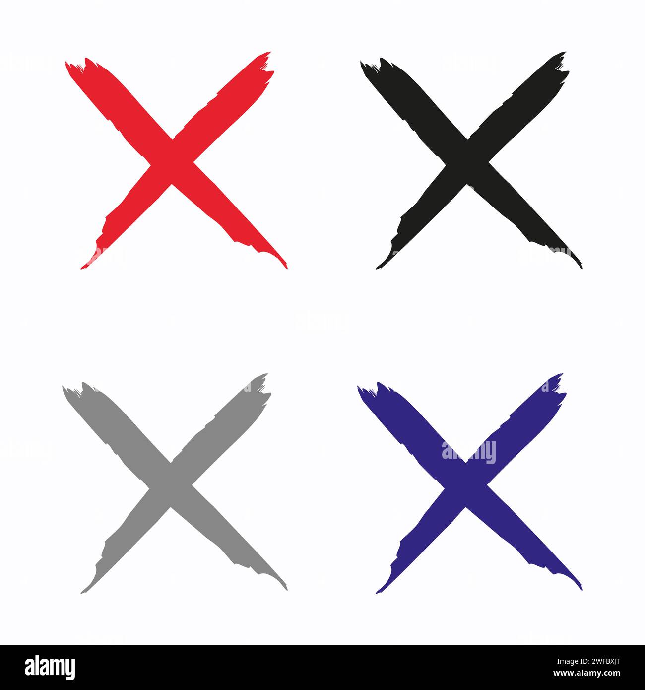 Cross icon set on white background. Red, black, gray, blue mark. Score ...