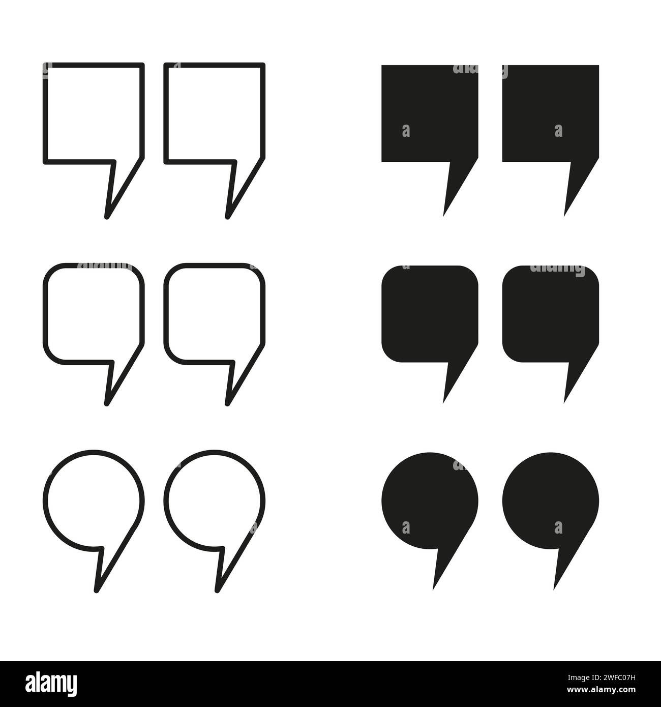 Quotes icons. Chat dialogue bubble text. Vector illustration. EPS 10. Stock Vector