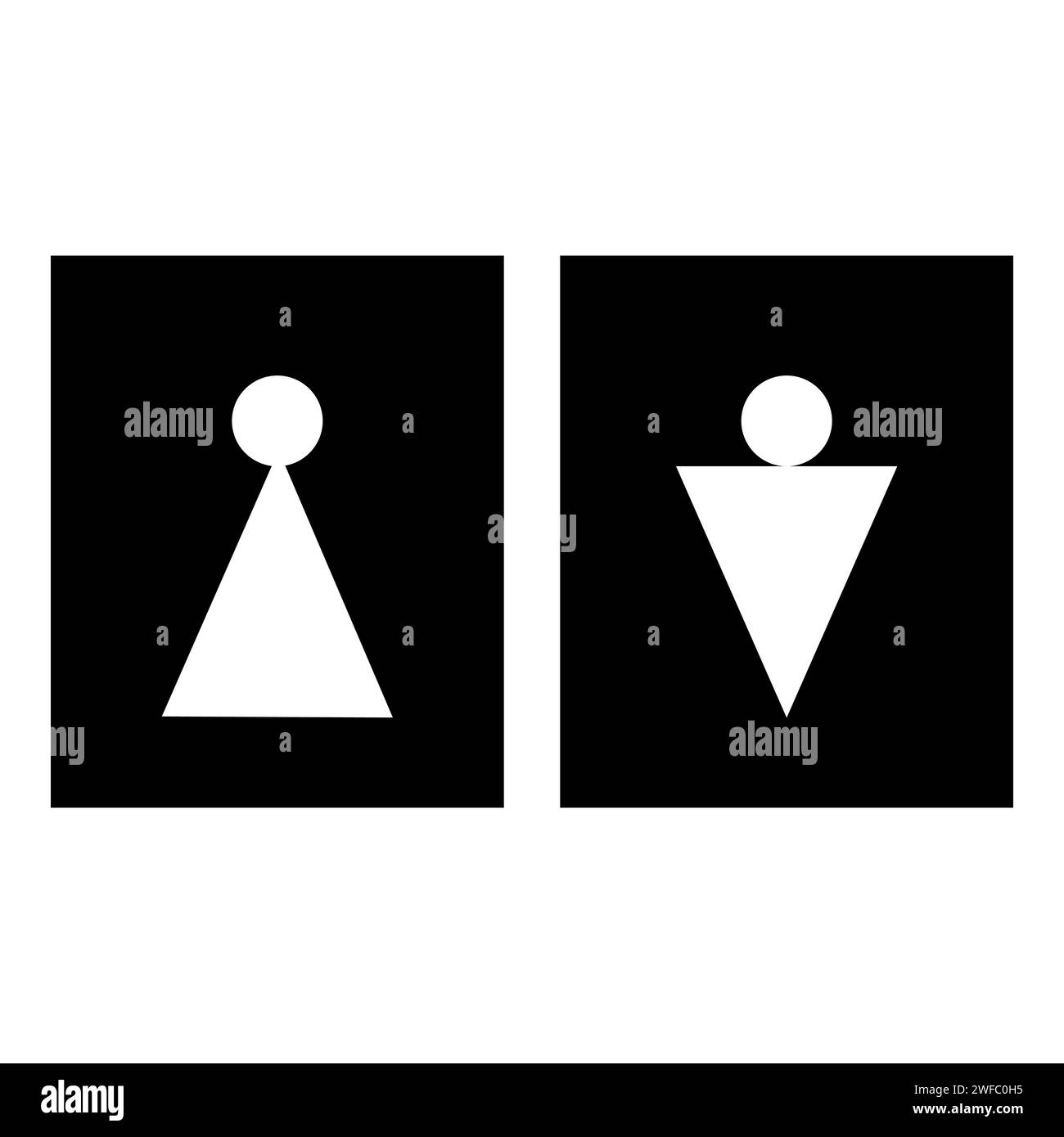 Man and women icon. Silhouette in frame. Sign design. Restroom symbol ...