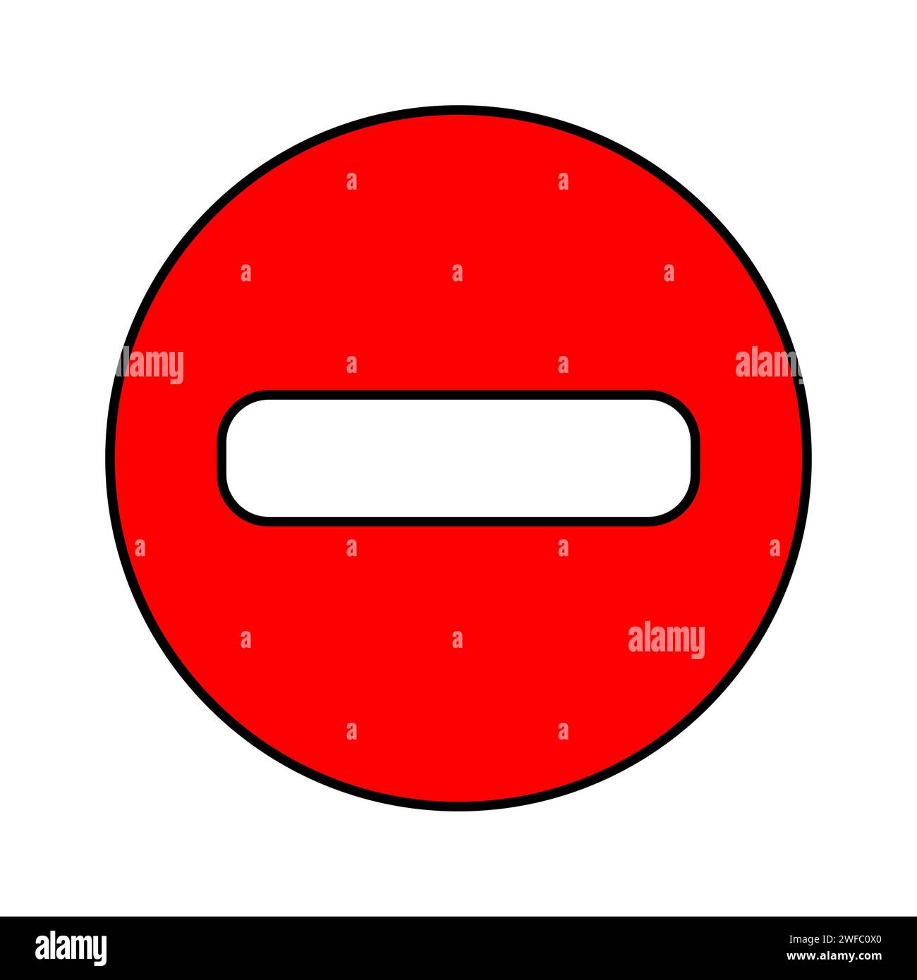 No entry sign. Warning icon. Stop emblem. Red circle. Road traffic. Navigation concept. Vector illustration. Stock image. EPS 10. Stock Vector