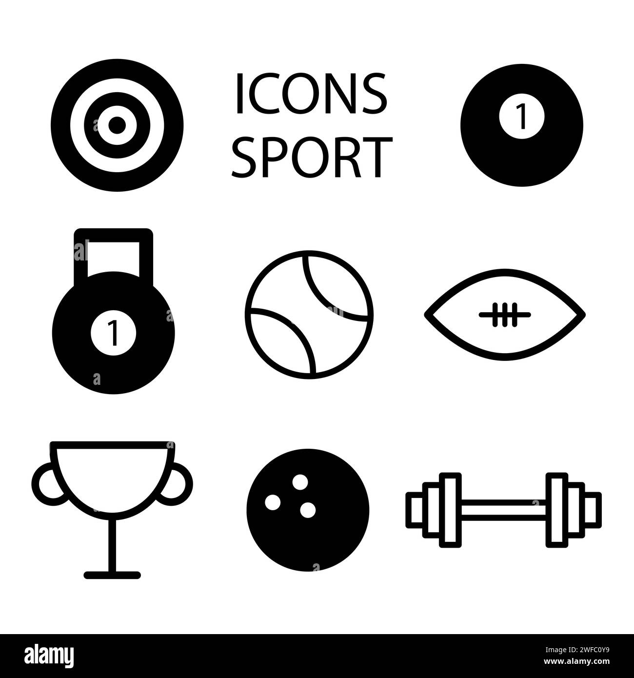 Flat sports icons. Line art. Vector illustration. Stock image. EPS 10. Stock Vector