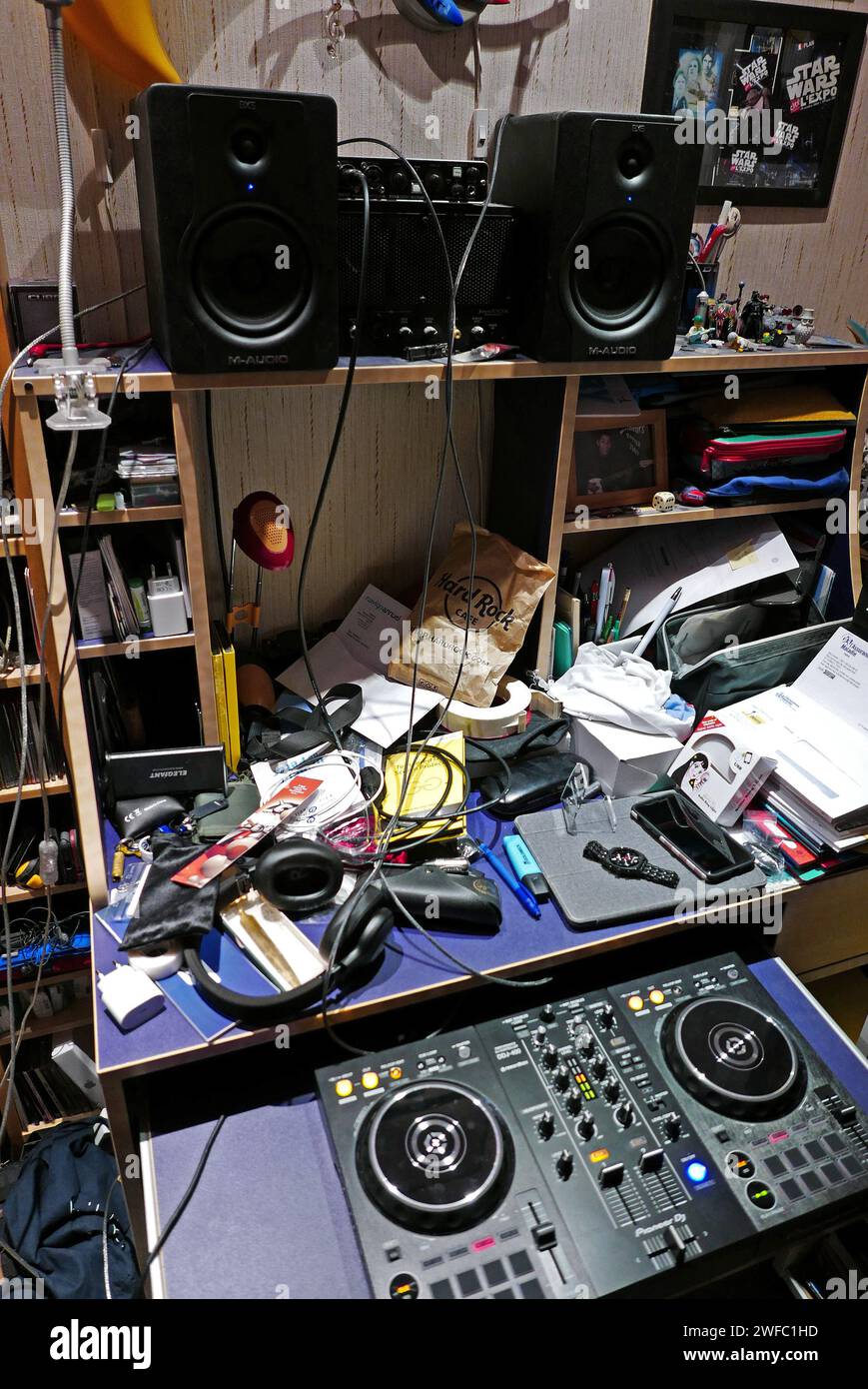 Boy mixing a music, Paris, France, Europe Stock Photo