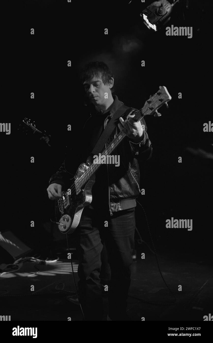 Alias Kid's bass guitarist Nick Repton playing live at Sound Control on 30th May 2015 Stock Photo