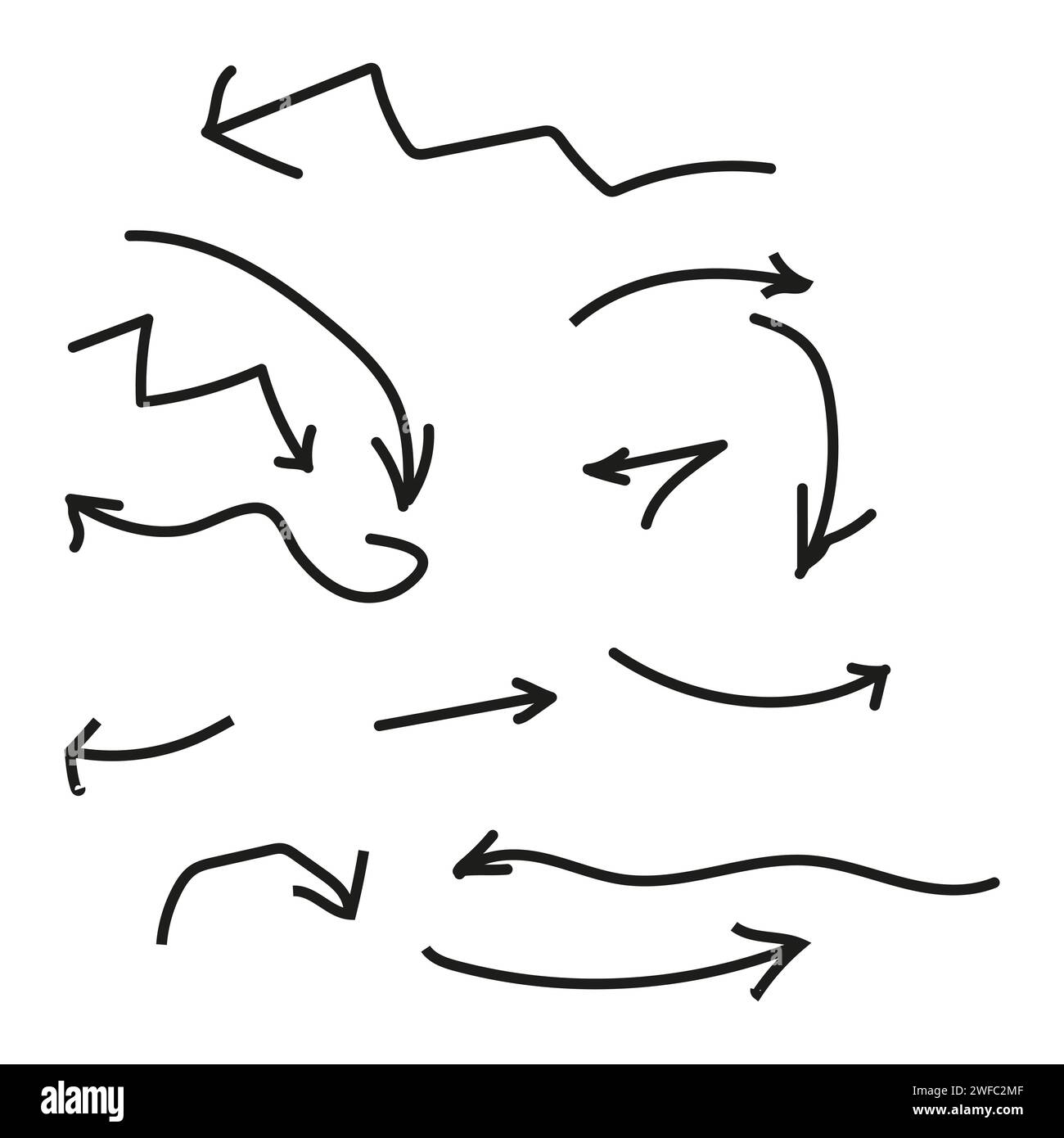 Different arrows in sketch style. Vector illustration. EPS 10. Stock Vector