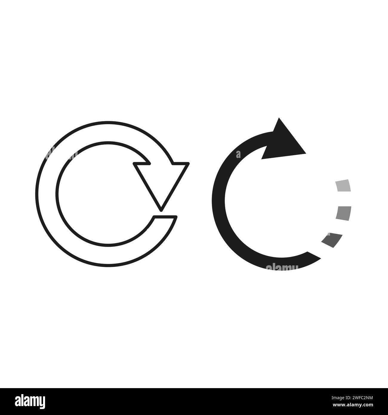 Circular arrow icon. Fat and thin. Reload emblem. Restart sign. Update