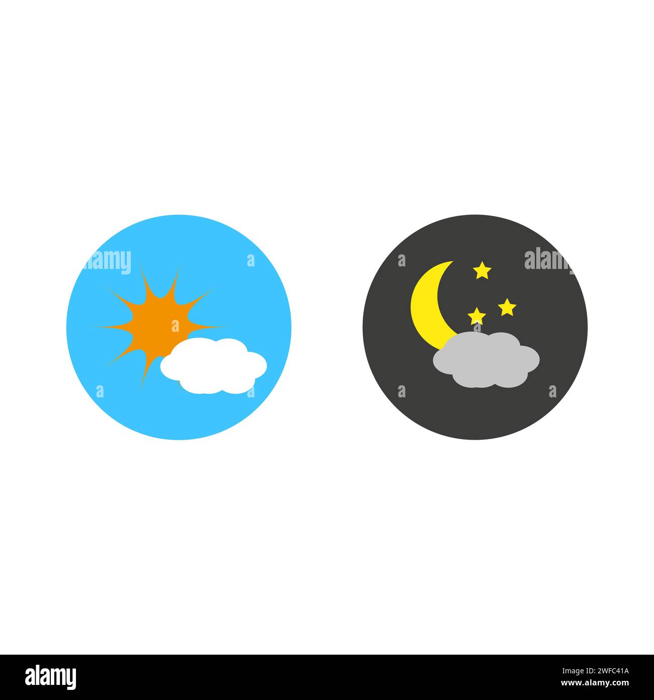 day night icons. Round shape. Vector illustration. Stock image. EPS 10 ...
