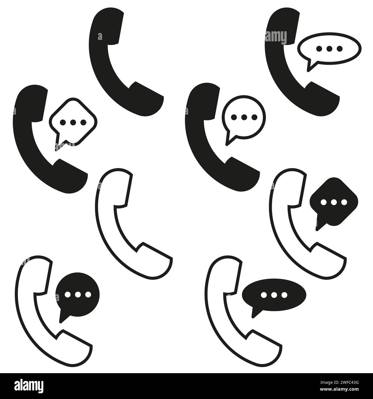 Handsets message icons. Call symbol. Smartphone message interface