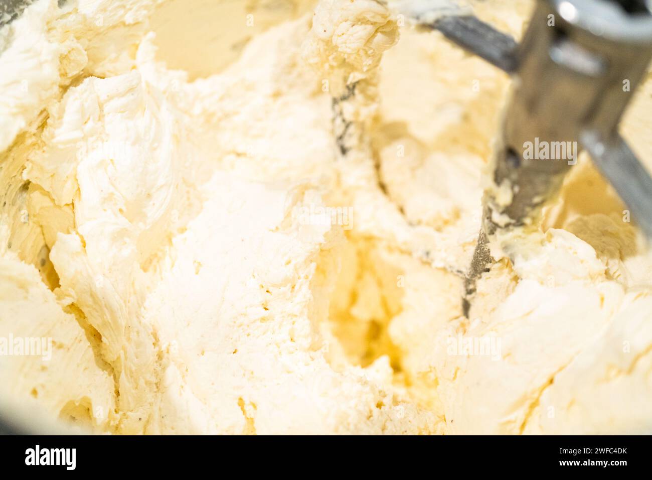 Creamy Buttercream Frosting Whipped in Stand Mixer Bowl Stock Photo Alamy