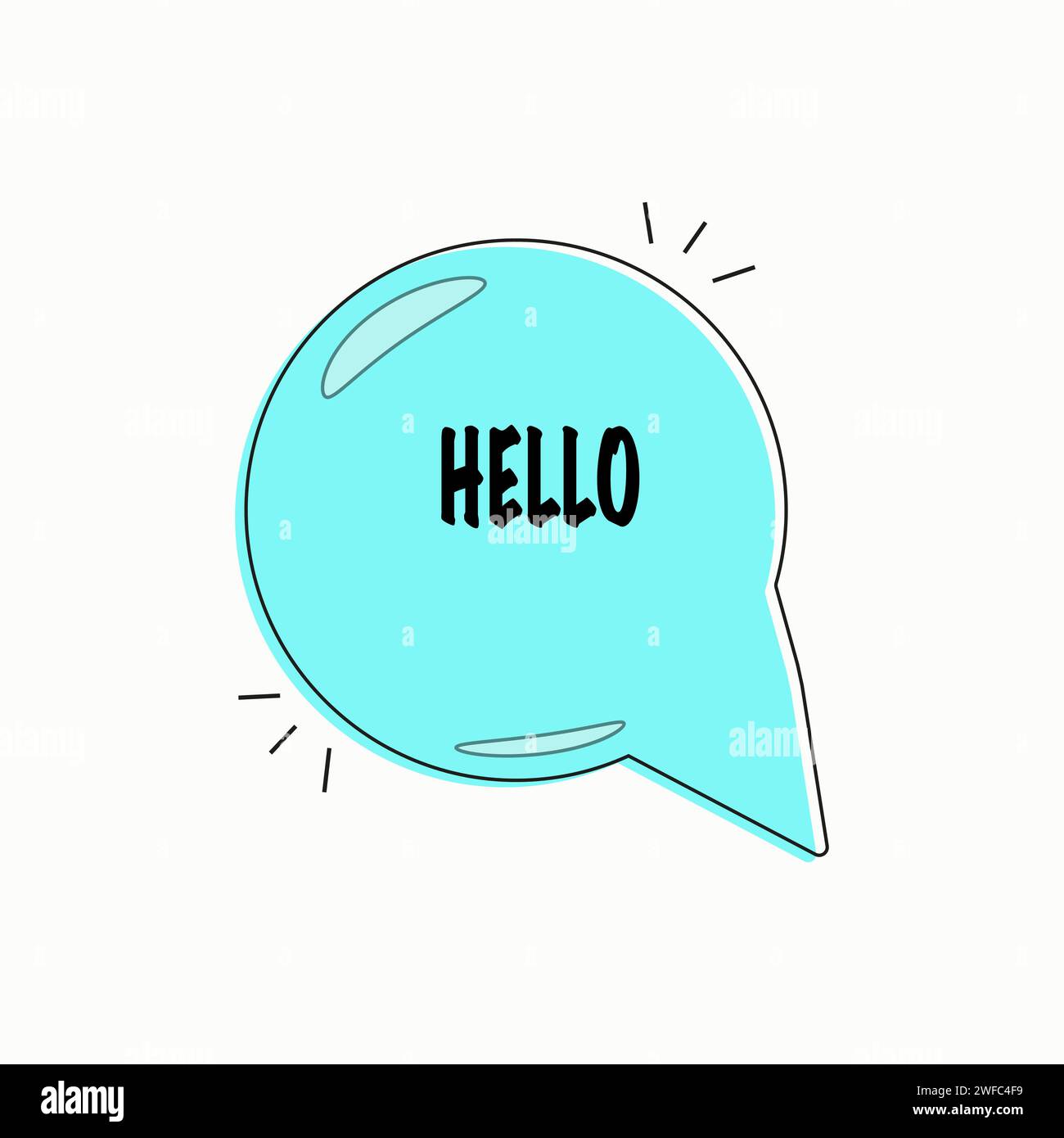 Turquoise hello speech bubble icon. Chat communication symbol. Dialog concept. Vector illustration. Stock image. EPS 10. Stock Vector