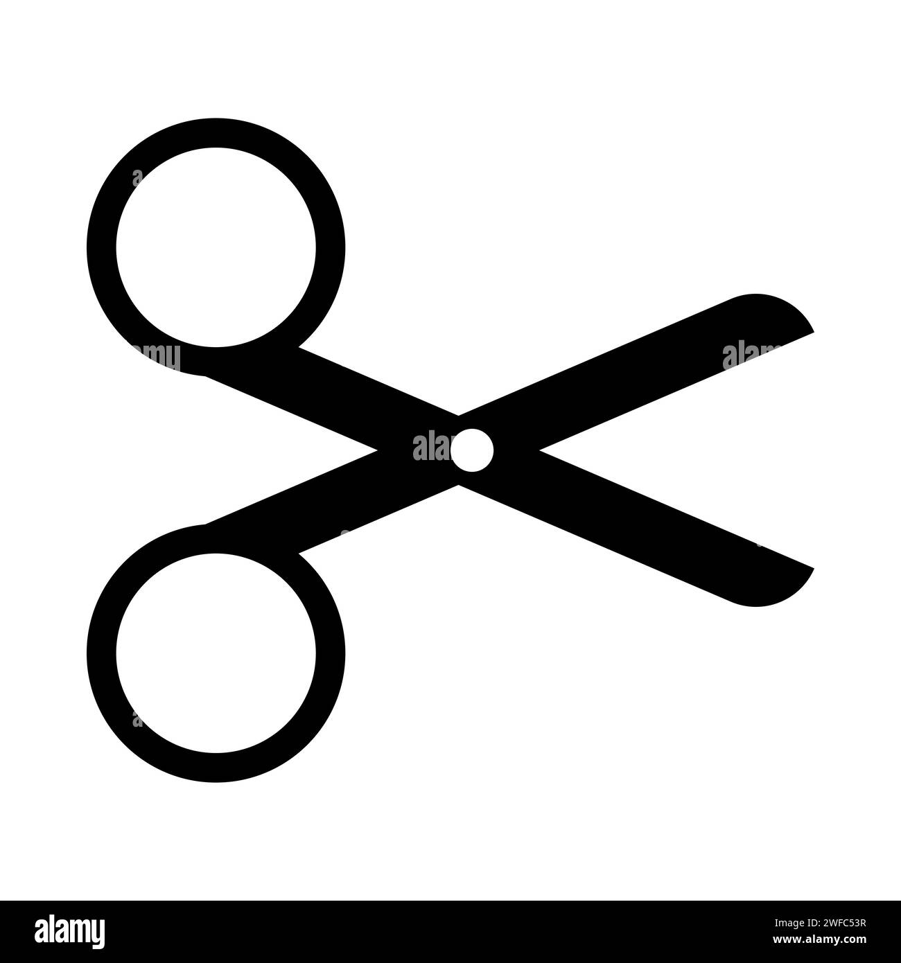 Scissors icon. Black silhouette. Barber logotype. Paper cut. Line work. Style concept. Vector illustration. Stock image. EPS 10. Stock Vector