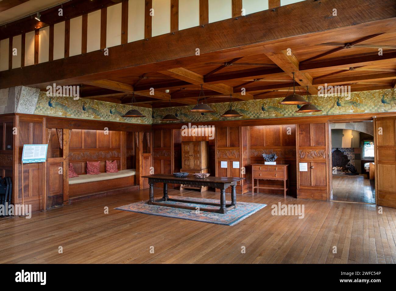 UK, Cumbria, Bowness on Windermere, Blackwell, Arts and Crafts House, Main Hall interior Stock Photo