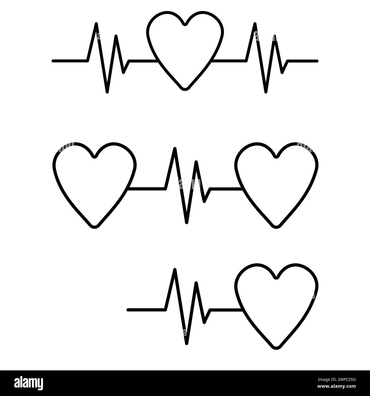 Heart Cardiogram Pulse Doodle Style Contour Vector Illustration Isolated  White Stock Vector by ©Grommik 391557312