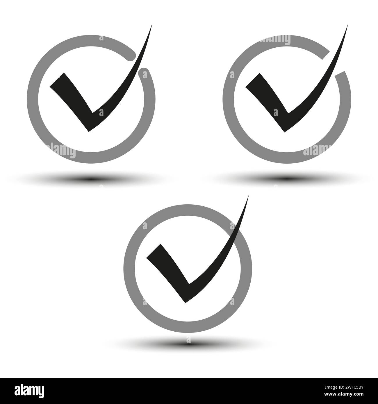 check marks circles icons. Simple design. Vector illustration. EPS 10. Stock Vector