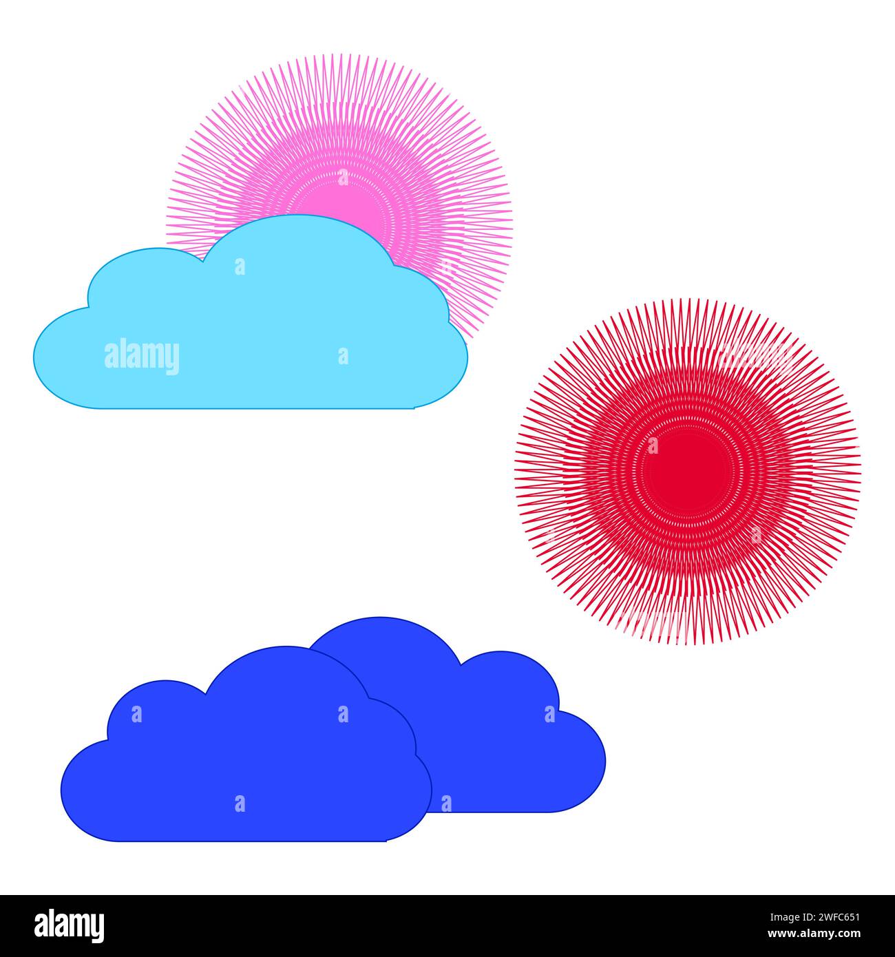 clouds sun cartoon. Cute summer wallpaper. Vector illustration. stock image. EPS 10. Stock Vector