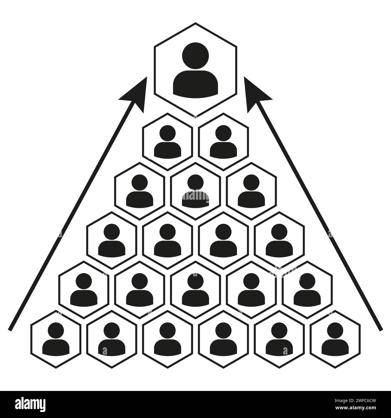 wireframe with levels of management pyramid. Team concept. Vector