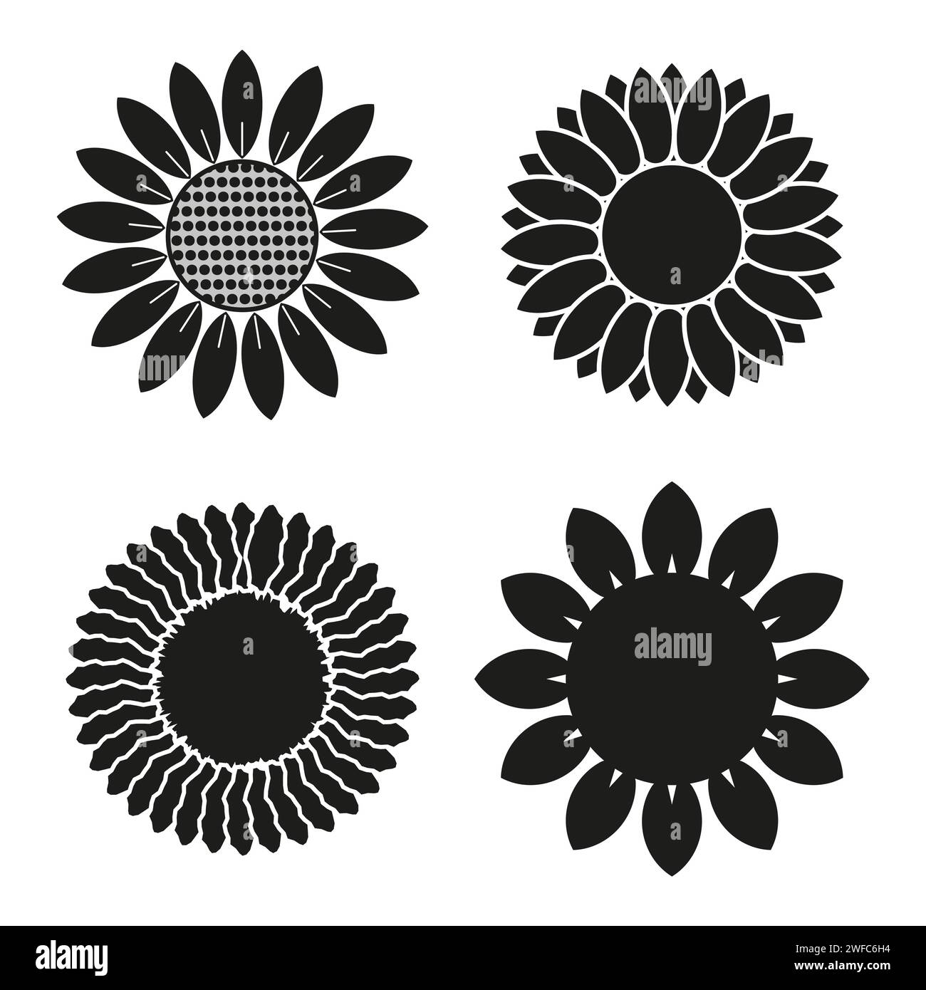 sunflowers icons. Flower watercolor art. Vector illustration. stock ...