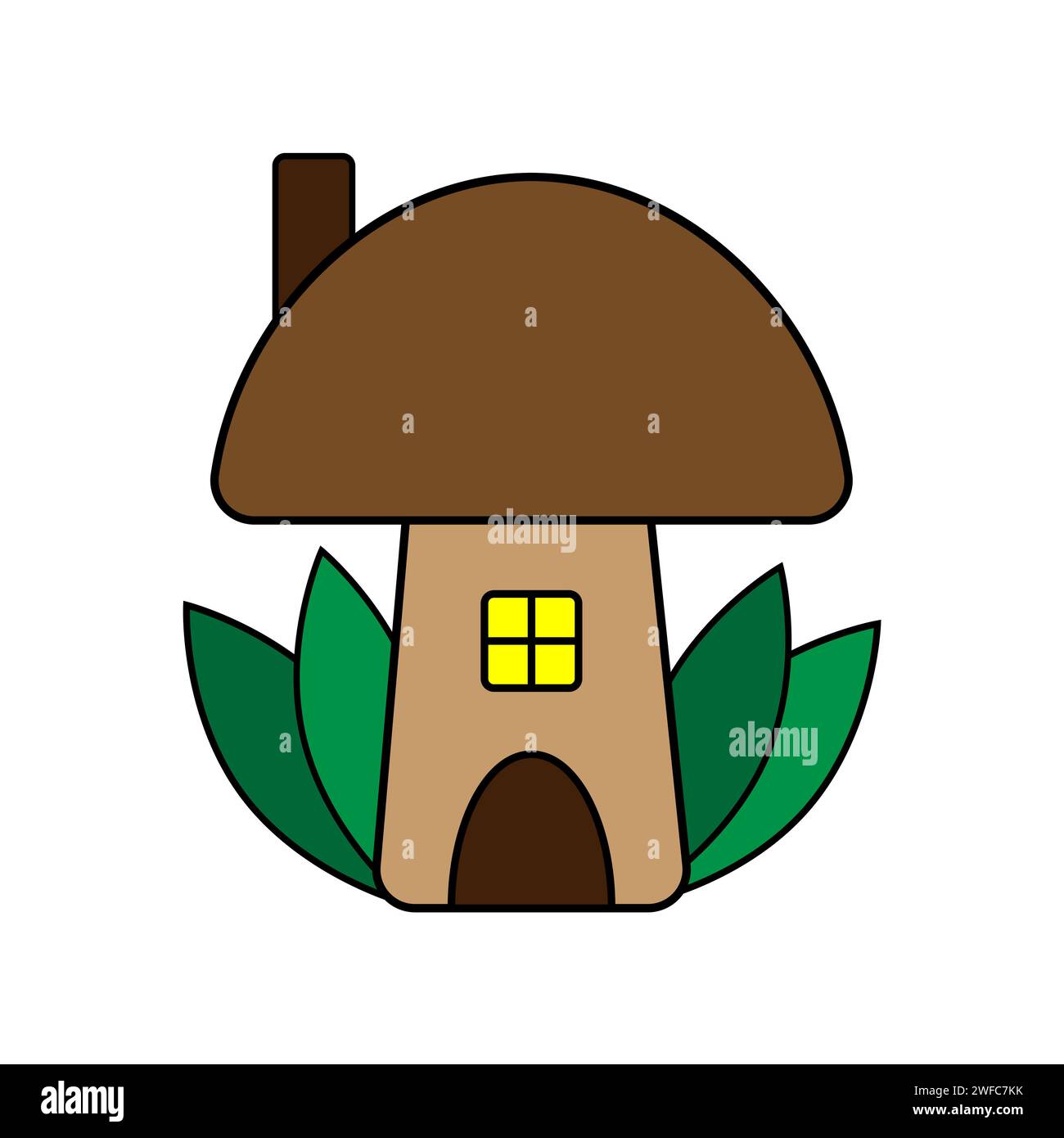 Mushroom house. Forest home. Cartoon character. Creative art. Fairytale background. Vector illustration. Stock image. EPS 10. Stock Vector
