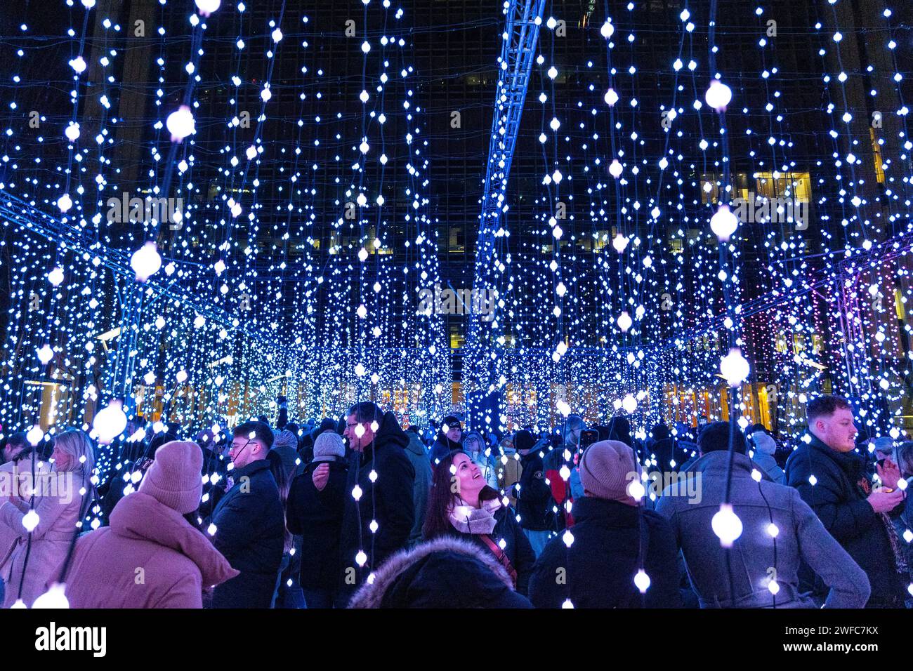 'Submergence' by Squidsoup light installation at Canary Wharf Winter Lights 2024, London, UK Stock Photo