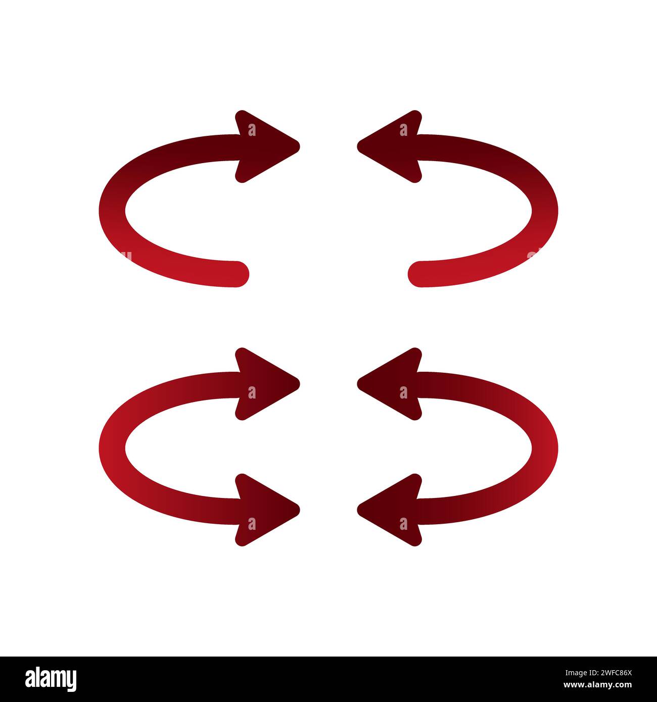 Flat button with red recycle arrows. Circle spin set. Vector illustration. EPS 10. Stock Vector