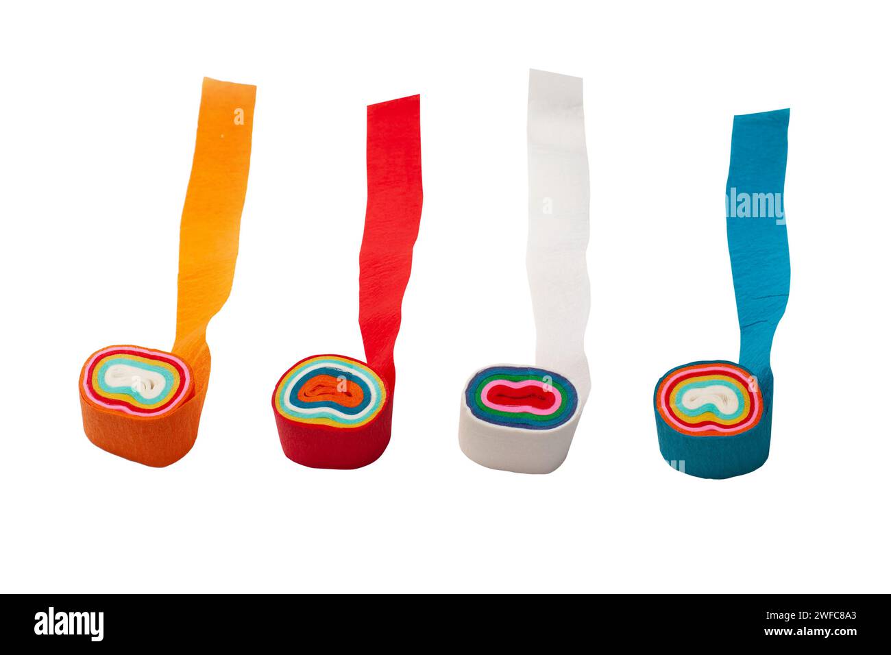 colorful confetti paper tapes isolated on white background Stock Photo